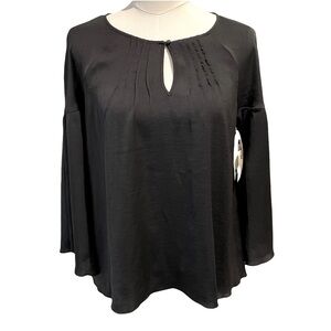 HINGE Black Bell Sleeve Boho Blouse Women’s Size Small  8954 New With Tags